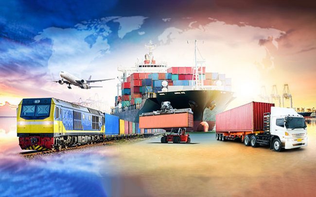 Global business logistics import export background and container cargo freight ship transport concept Hệ thống hạ tầng logistics