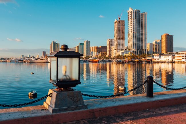 Skyline,Of,Manila,City,And,Manila,Bay,Along,The,Board