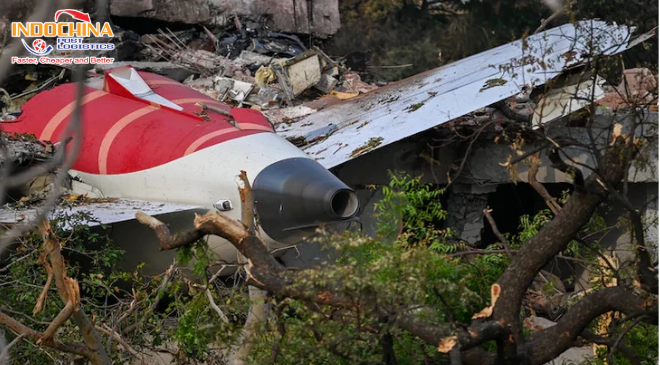 The crash site of the plane accident in India